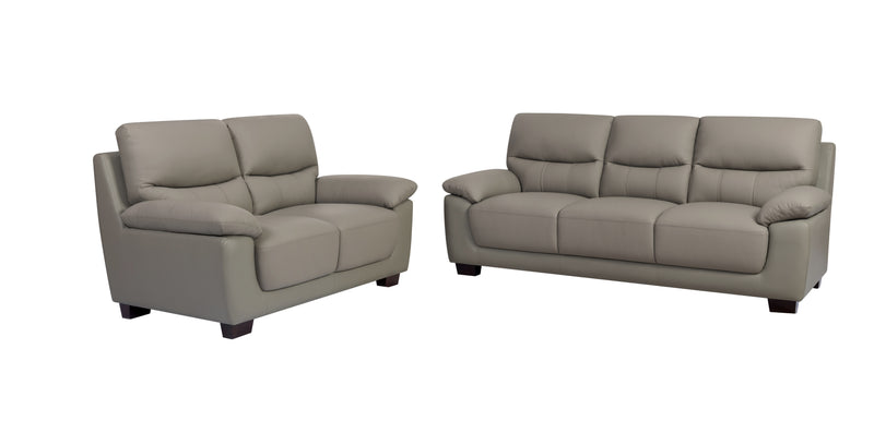 Renzo Living Room Set Top Grain Leather Match In Gray Green Color