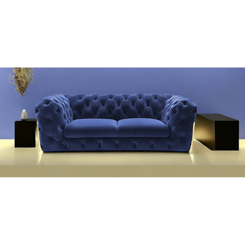 Blue And Gold Velvet Loveseat