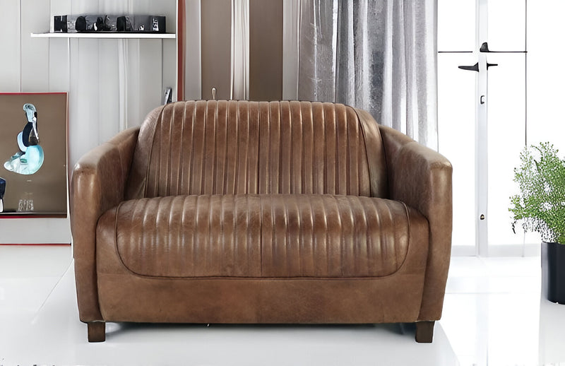 Brown Leather Loveseat