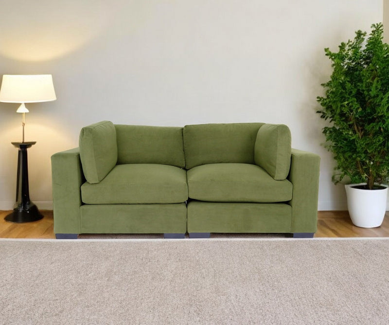 Forest Green And Dark Brown Loveseat