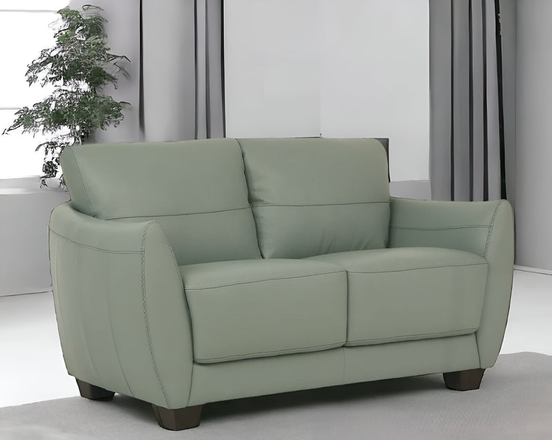 Green Blue And Espresso Leather Loveseat