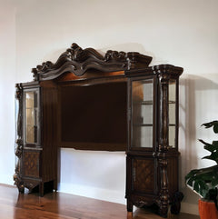 Dark Brown Solid Wood Cabinet Enclosed Storage Entertainment Center