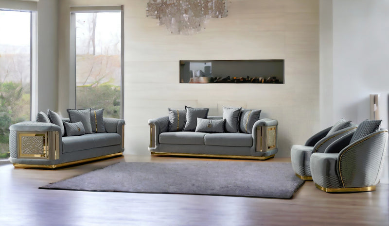 Elegance 4 pieces Living Room Set, Light Gray