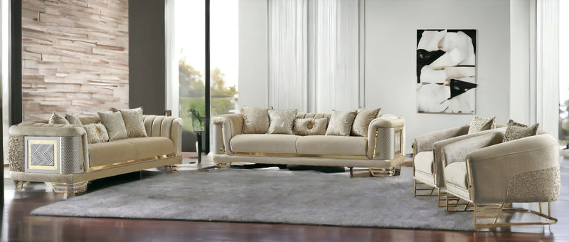 Romance 4 pieces Living Room Set, Beige