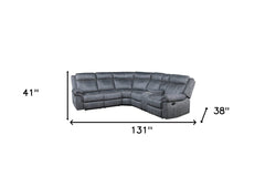 Gray Velvet Reclining L Shaped Six Piece Corner Sectional With Console