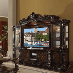 Dark Brown Solid Wood Cabinet Enclosed Storage Entertainment Center