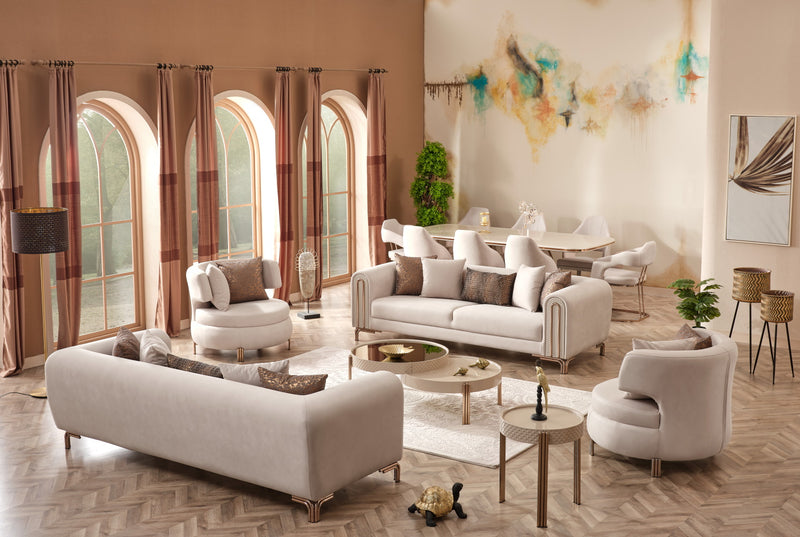 Paris 4 pieces Living Room Set, Cream