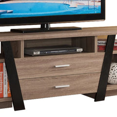 Benzara Striking TV Stand with Storage Option, Black and Light Brown BM148921