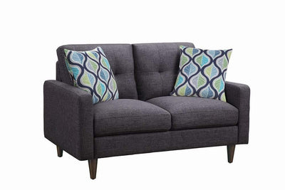 Benzara Fabric Upholstered Wooden Loveseat with Tufted Back, Gray BM208143