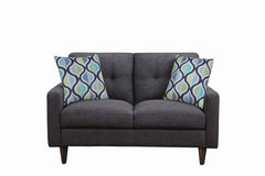 Benzara Fabric Upholstered Wooden Loveseat with Tufted Back, Gray BM208143
