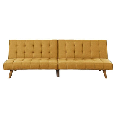 Benzara Fabric Adjustable Sofa with Tufted Details and Splayed Legs, Yellow BM232613