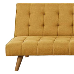 Benzara Fabric Adjustable Sofa with Tufted Details and Splayed Legs, Yellow BM232613