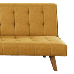 Benzara Fabric Adjustable Sofa with Tufted Details and Splayed Legs, Yellow BM232613