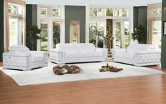 Three Piece Indoor White Italian Leather Six Person Seating Set